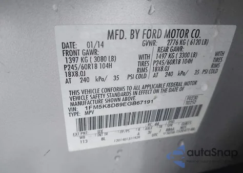 2014 Ford Explorer Xlt z USA, uszkodzony, nr VIN 1FM5K8D89EGB67191